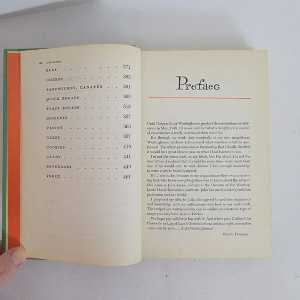1954 Betty Furness Westinghouse Cook Book First Printing Julia Kiene Vintage MCM